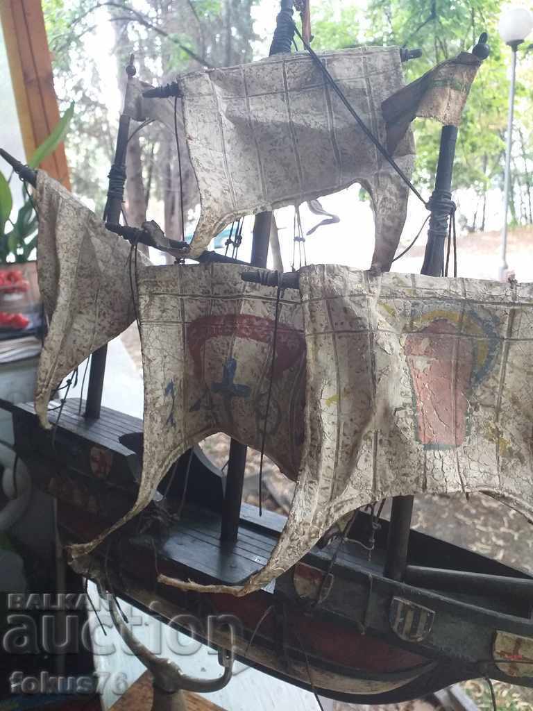 Old large wooden ship Santa Maria with leather sails with price 290.00 BGN | € 148.27 Old large wooden ship Santa Maria with leather sails with price 290.00 BGN | € 148.27