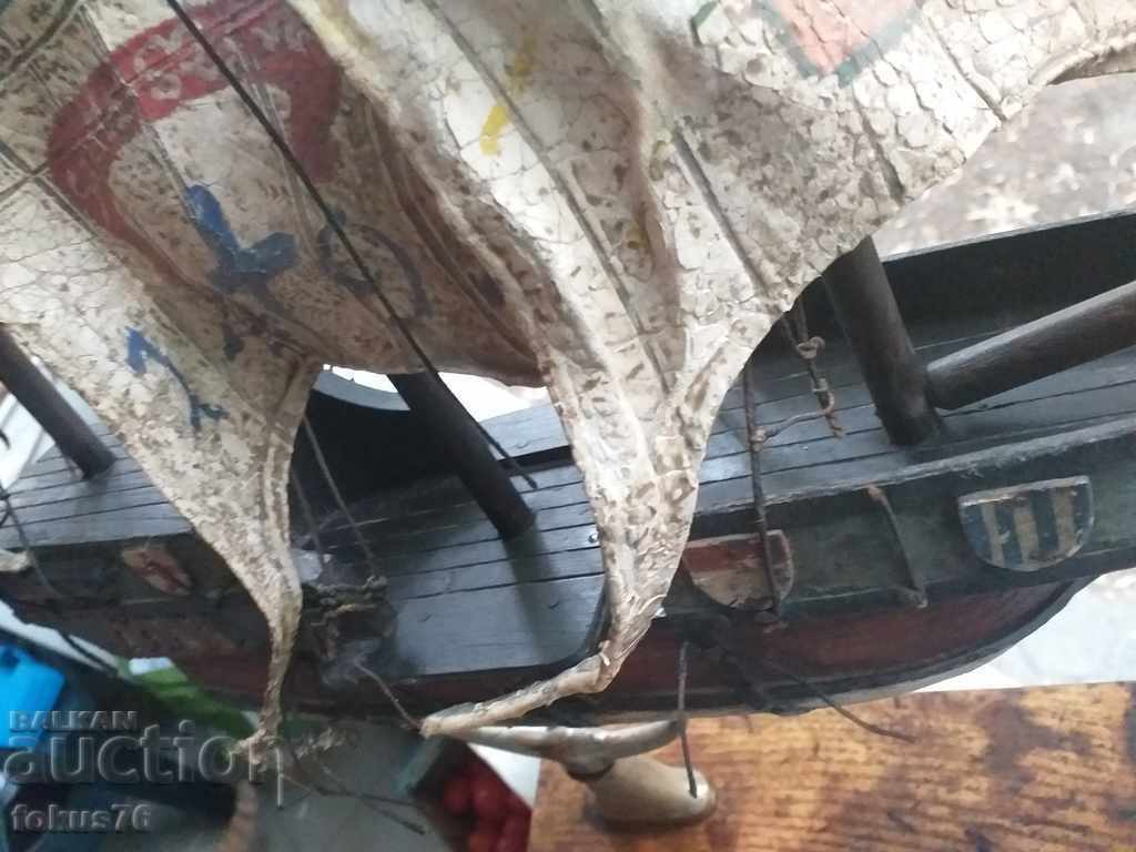 Delivery of Old large wooden ship Santa Maria with leather sails Delivery of Old large wooden ship Santa Maria with leather sails