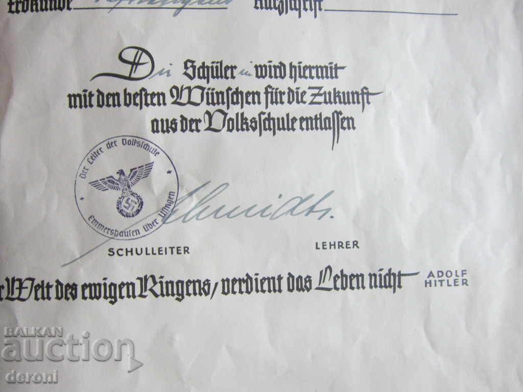 German Diploma Document 3 Reich Swastika Adolf Hitler with price 280.00 BGN | € 143.16 German Diploma Document 3 Reich Swastika Adolf Hitler with price 280.00 BGN | € 143.16