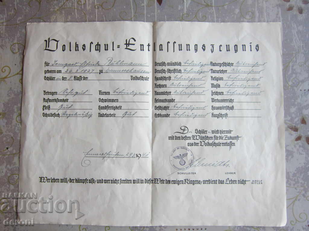 Delivery of German Diploma Document 3 Reich Swastika Adolf Hitler Delivery of German Diploma Document 3 Reich Swastika Adolf Hitler
