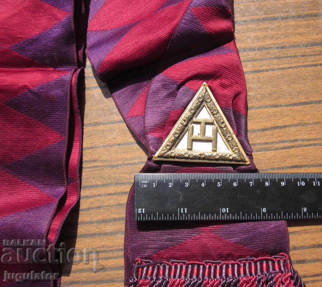 παλιό σήμα μετάλλου μασονικού τάγματος με κασκόλ - 6