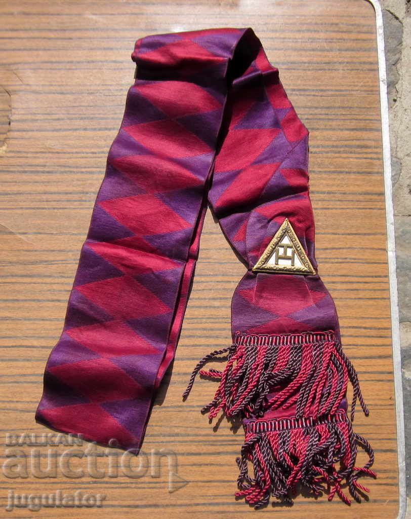 old Masonic medal medal sign with scarf