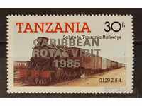 Tanzania 1986 Locomotive Supraimprimare argintie 10 € MNH