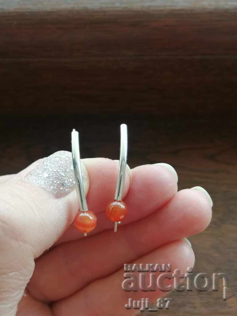 Νέα ασημένια σκουλαρίκια με ημιπολύτιμους λίθους