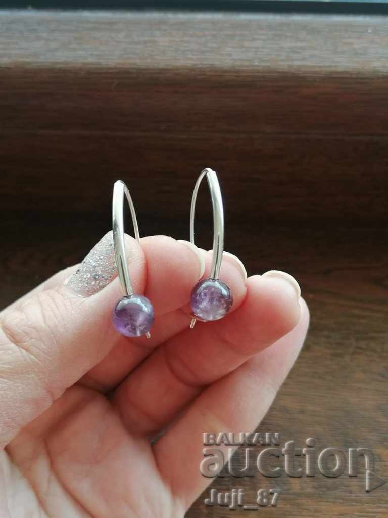 New silver earrings with semi-precious stones