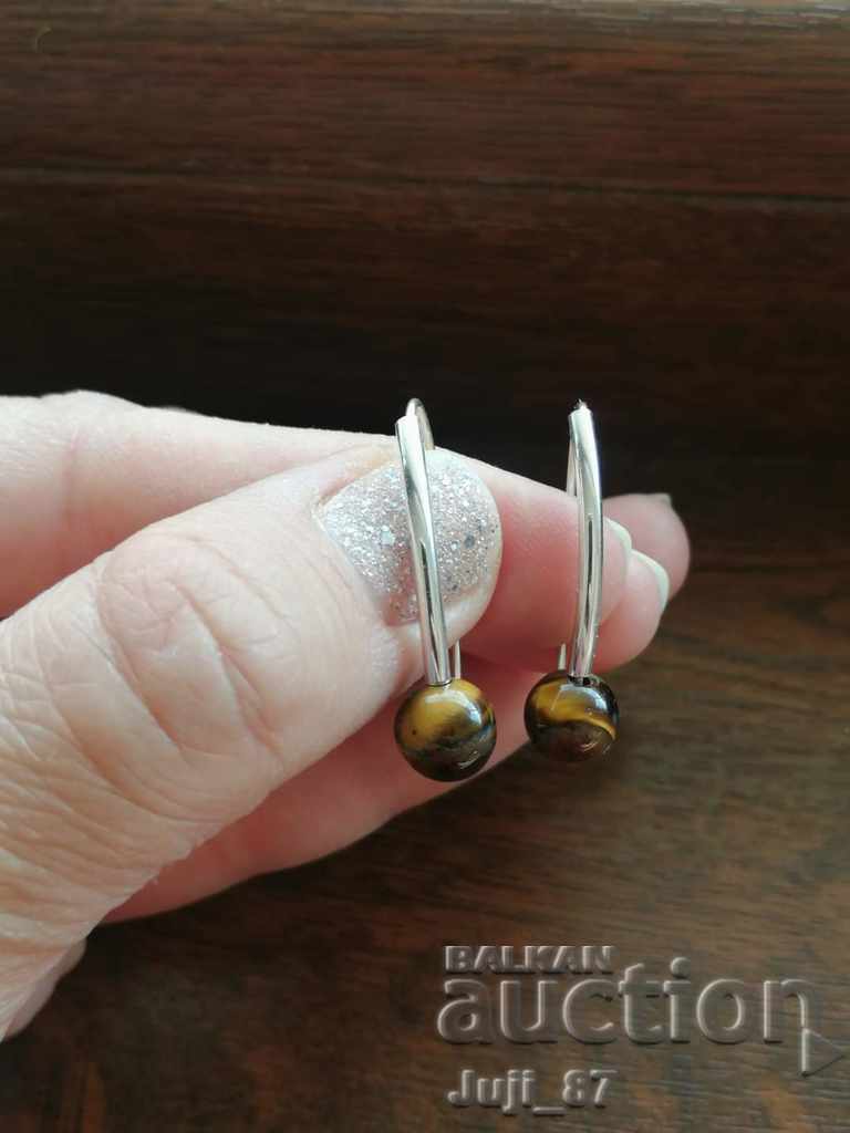 Νέα ασημένια σκουλαρίκια με ημιπολύτιμους λίθους