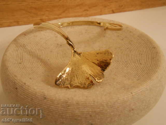 BRACELET, silver with gilding, GINKO leaf motif, Silver 925 - 5 BRACELET, silver with gilding, GINKO leaf motif, Silver 925 - 5
