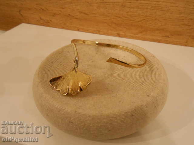 BRACELET, silver with gilding, GINKO leaf motif, Silver 925 - 6 BRACELET, silver with gilding, GINKO leaf motif, Silver 925 - 6