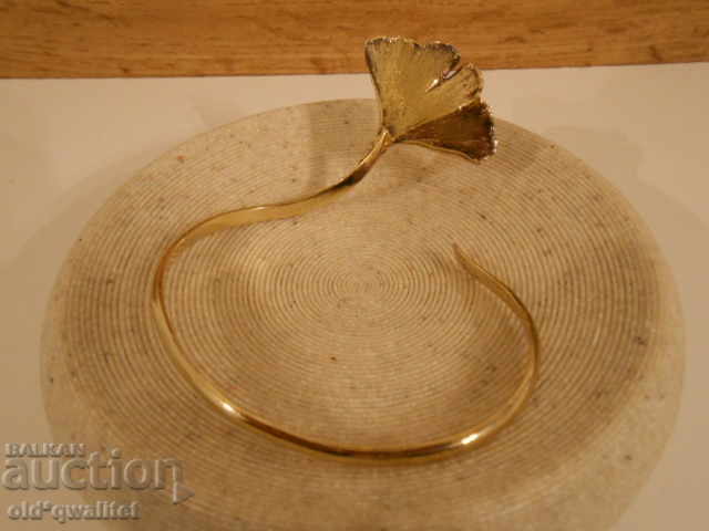 BRACELET, silver with gilding, GINKO leaf motif, Silver 925 - 7 BRACELET, silver with gilding, GINKO leaf motif, Silver 925 - 7