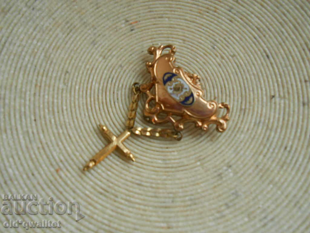 Антикварен МЕДАЛЬОН с кръст, позлата емайл, преди 1930 - 6 Антикварен МЕДАЛЬОН с кръст, позлата емайл, преди 1930 - 6