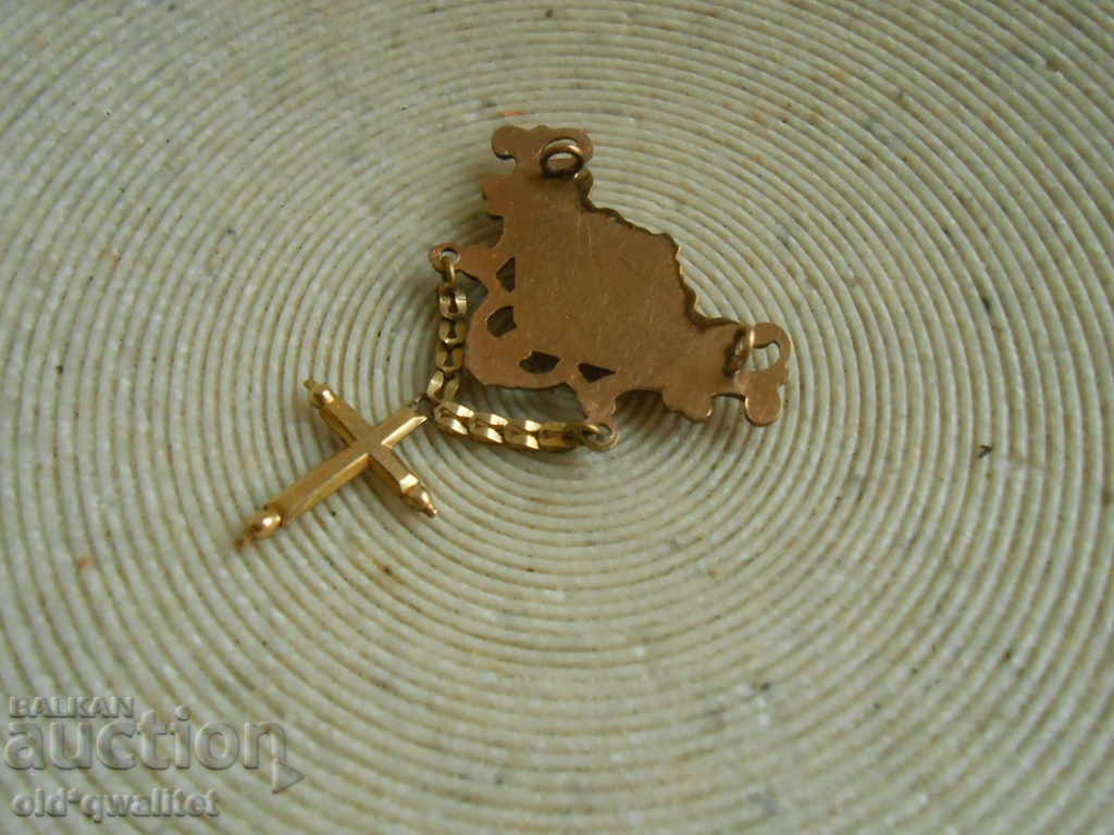 Антикварен МЕДАЛЬОН с кръст, позлата емайл, преди 1930 - 7 Антикварен МЕДАЛЬОН с кръст, позлата емайл, преди 1930 - 7