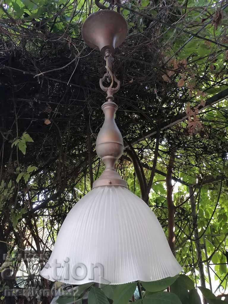 Стар електрически полилей, лампа лампион, абажур