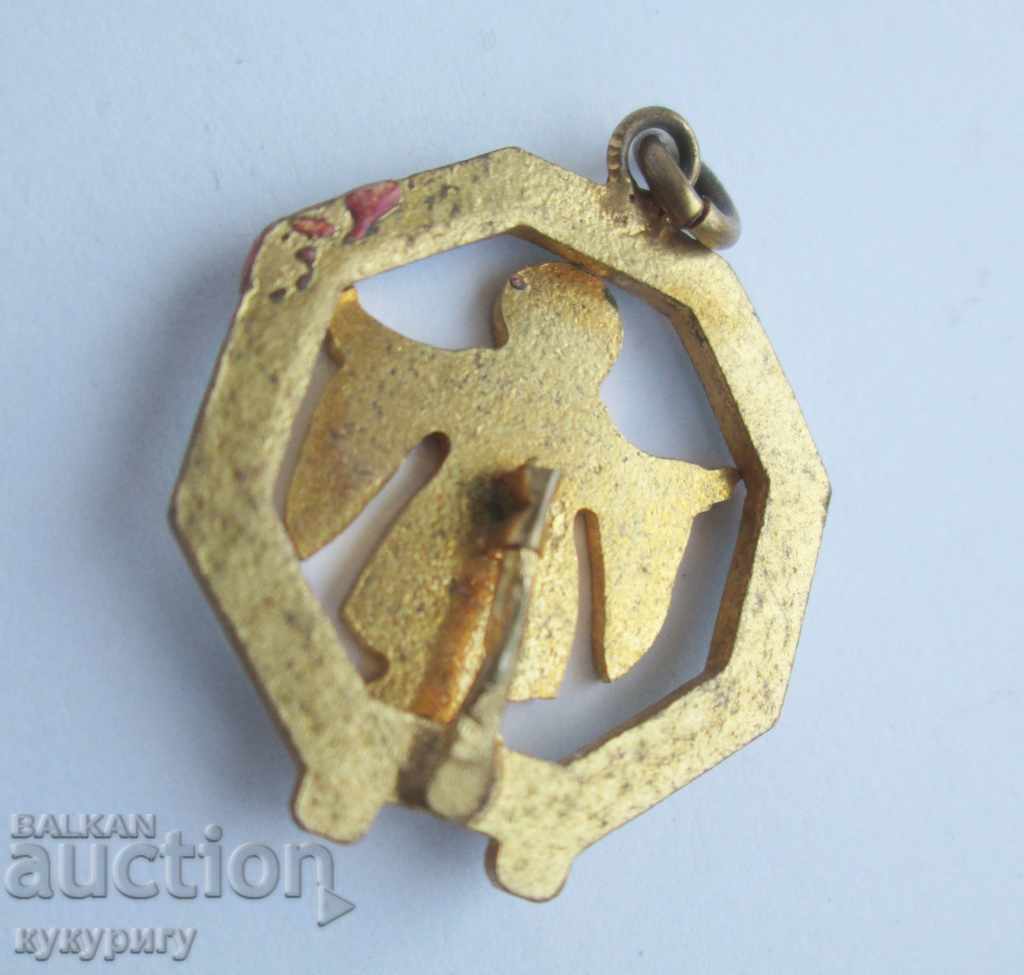 Auction  Old enameled pendant cell enamel medallion with gilding