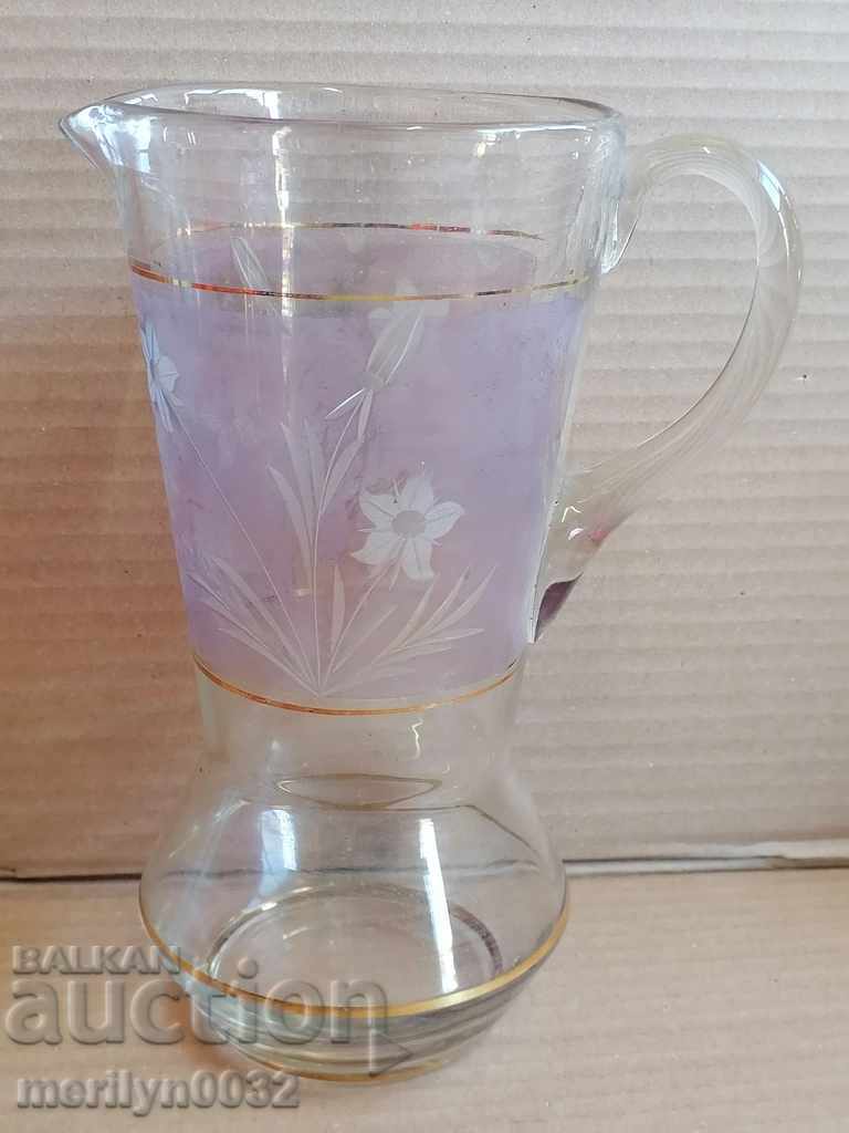 Auction Old crystal jug with engravings Auction Old crystal jug with engravings