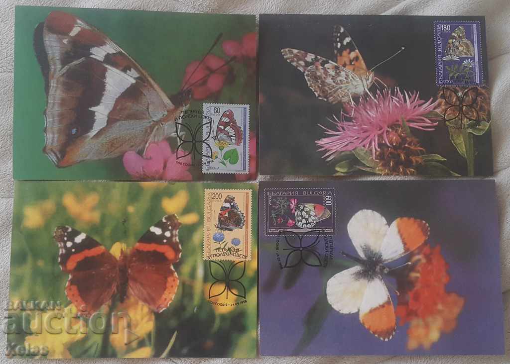 Κάρτα Μέγιστη Βουλγαρία 4 τεμ. πεταλούδες