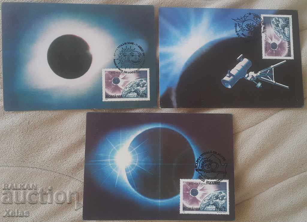 Card Maximum Romania 3pcs. solar eclipse