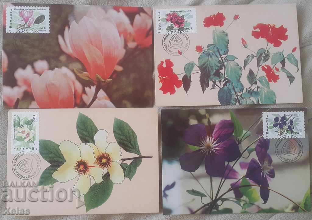 Card Maximum Romania 4pcs. flowers