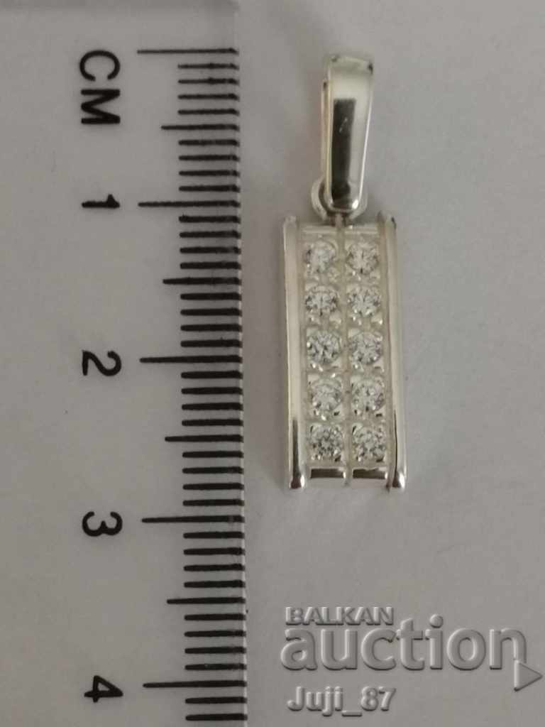 New silver pendant with zircon stones