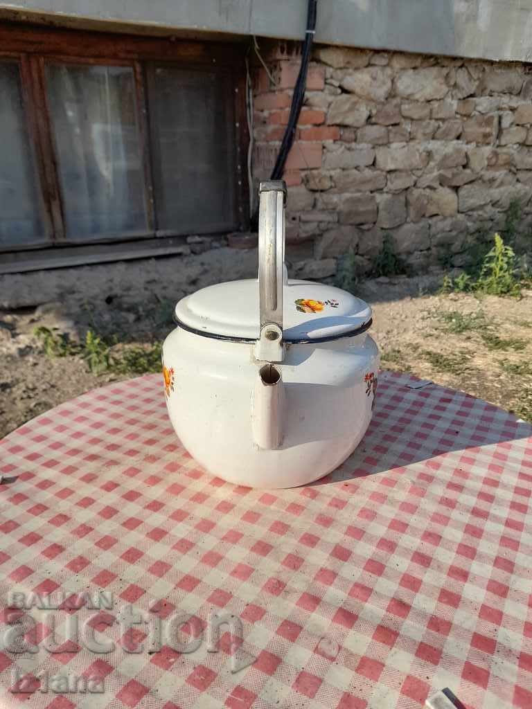 Old enamel teapot with price 30.00 BGN | € 15.34 Old enamel teapot with price 30.00 BGN | € 15.34