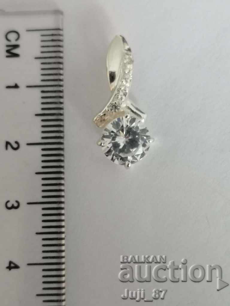 New silver pendant with zircon stones