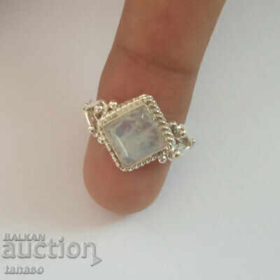 Auction  Moonstone ring - silver plated, size 55