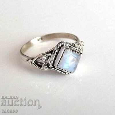Moonstone ring - silver plated, size 55