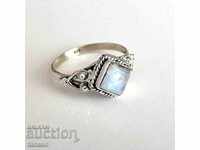 Moonstone ring - silver plated, size 55