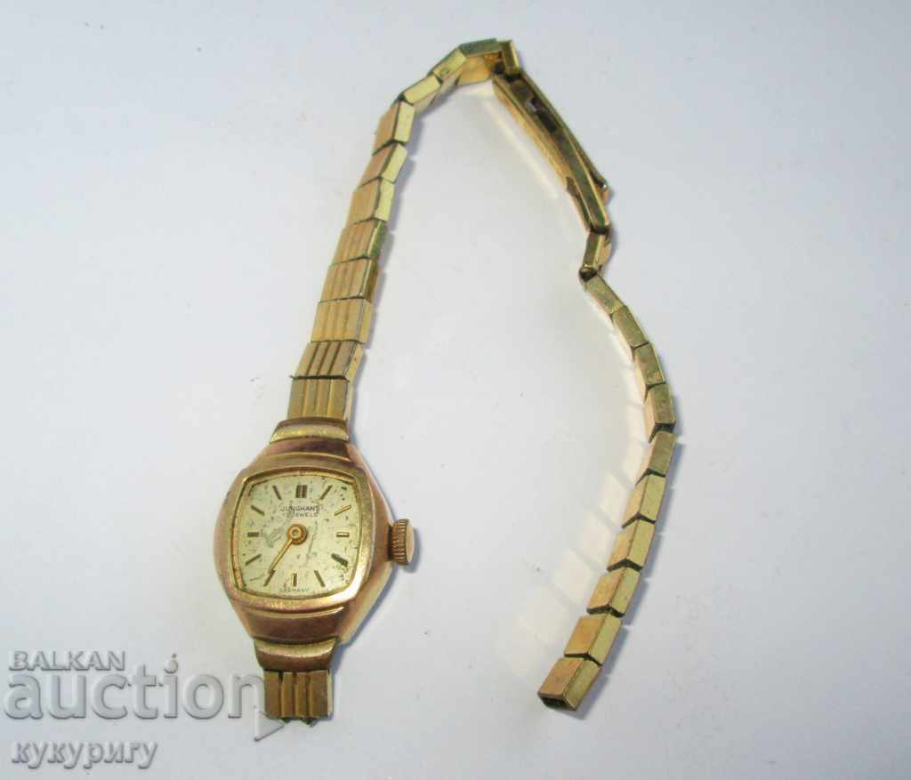Стар дамски позлатен ръчен механичен часовник JUNGHANS