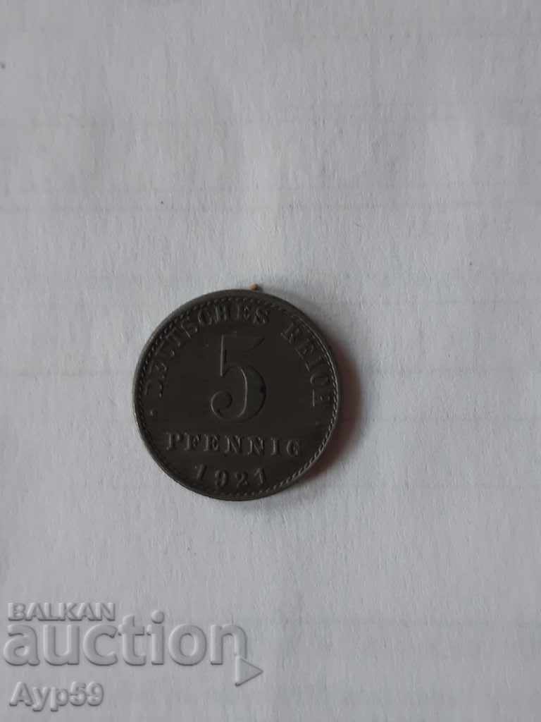 5 Pfennig 1921A-GERMANIA