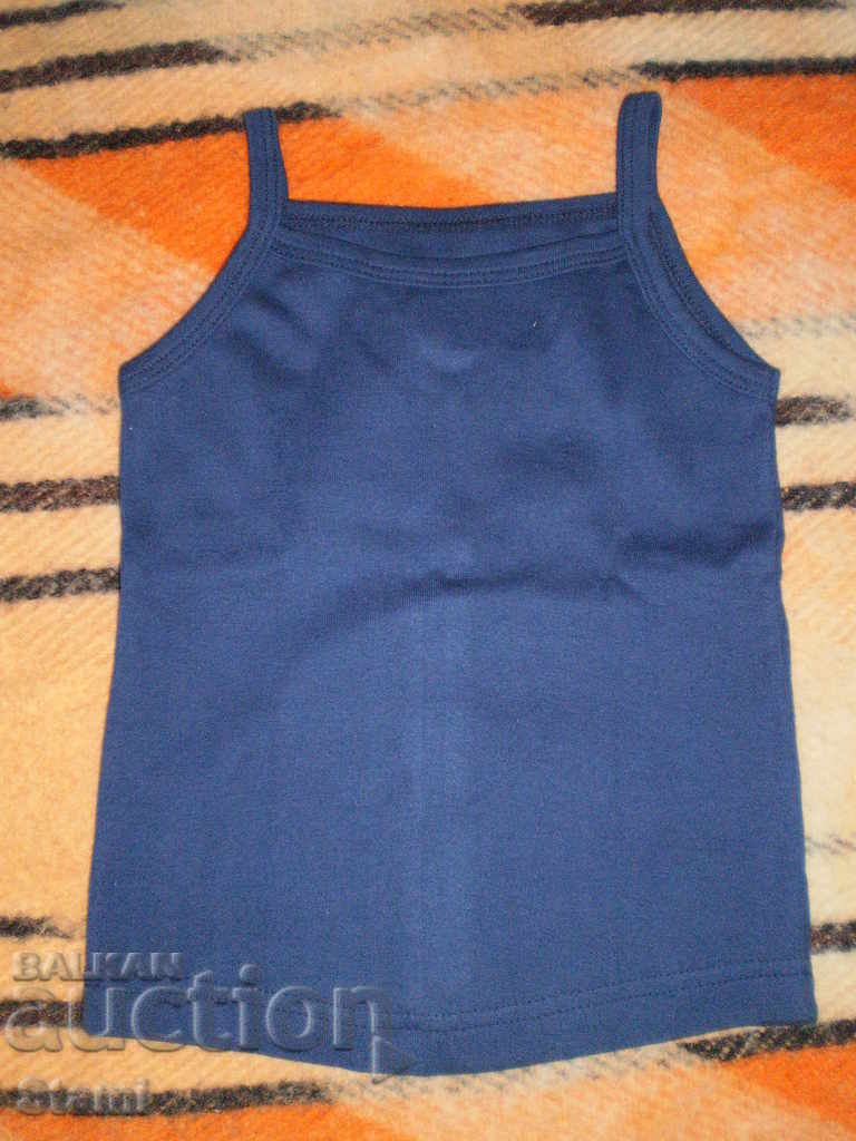 Auction Children's dark blue tank top for a girl with straps size 116, new Auction Children's dark blue tank top for a girl with straps size 116, new
