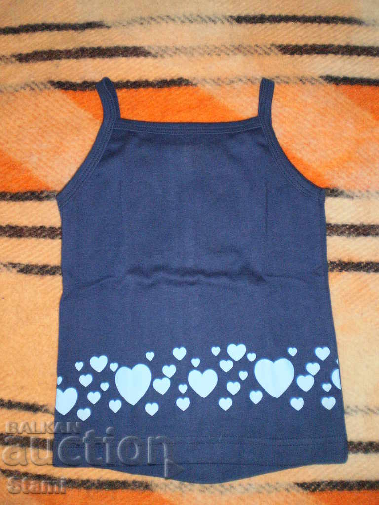 Children's dark blue tank top for a girl with straps size 116, new