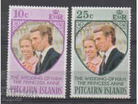 1973 Pitcairn Islands. Royal wedding - prince. Ana and Capt. Phillips