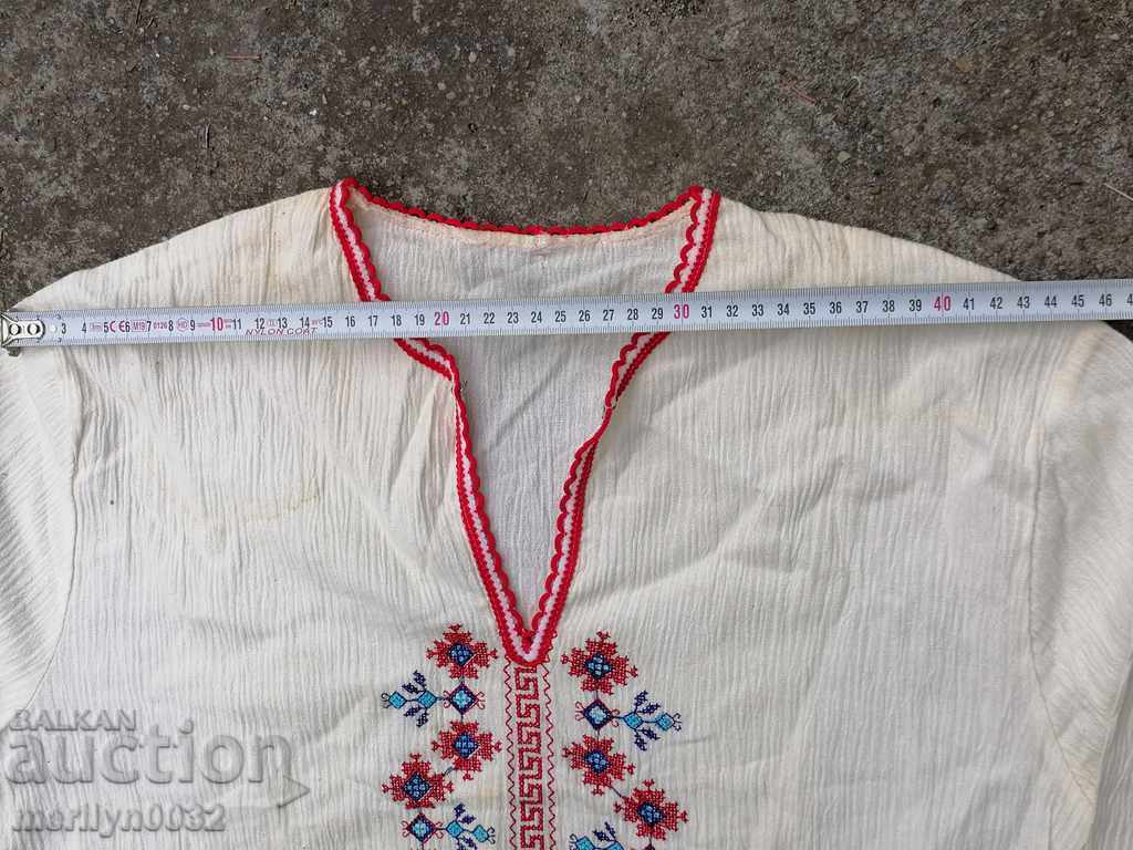 Old authentic embroidered shirt silk trim folk costume embroidery - 5 Old authentic embroidered shirt silk trim folk costume embroidery - 5