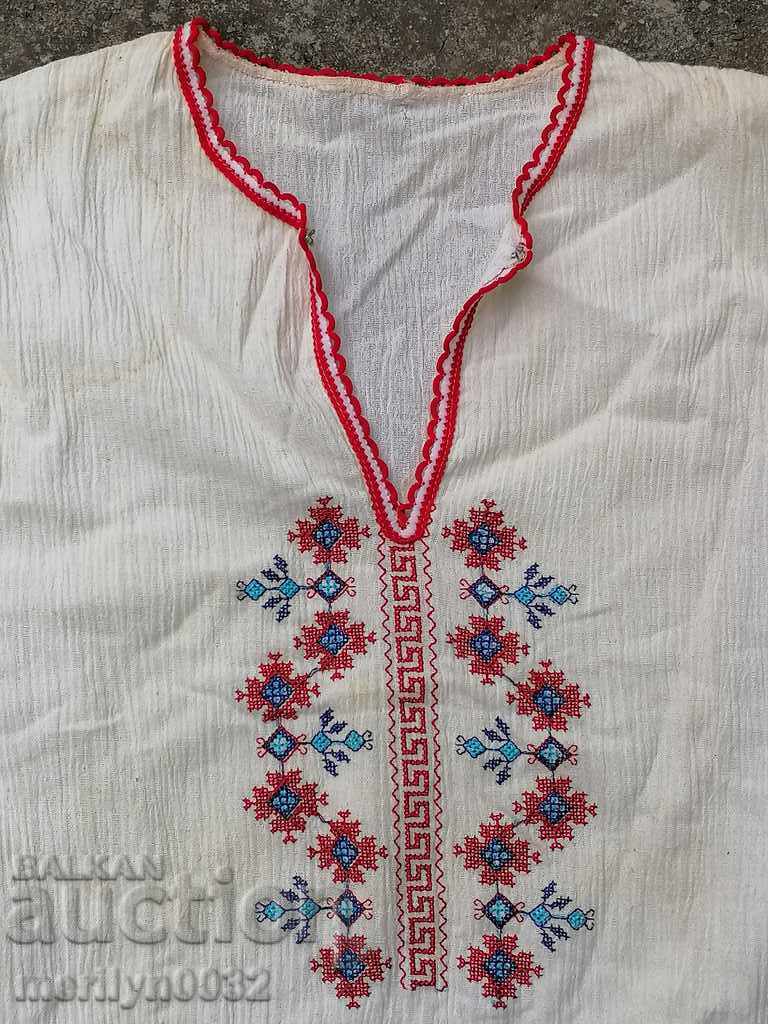 Old authentic embroidered shirt silk trim folk costume embroidery Old authentic embroidered shirt silk trim folk costume embroidery