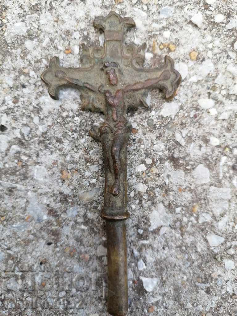 Renaissance bronze rite cross, prosphorus crucifix - 6