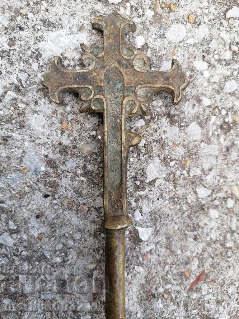 Renaissance bronze rite cross, prosphorus crucifix - 7