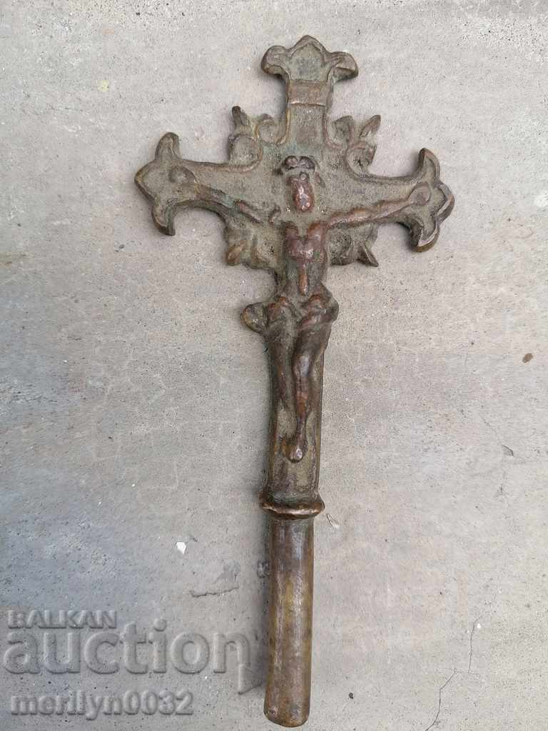 Cruce de rit de bronz renascentist, crucifix prosfor