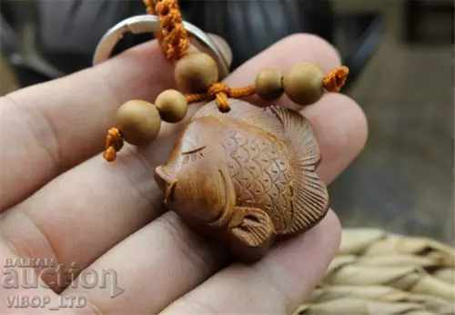 New keychain Fish - natural opal wood 30% Econt