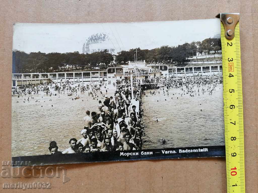 Postcard photo city of Varna sea baths 1933 - 6