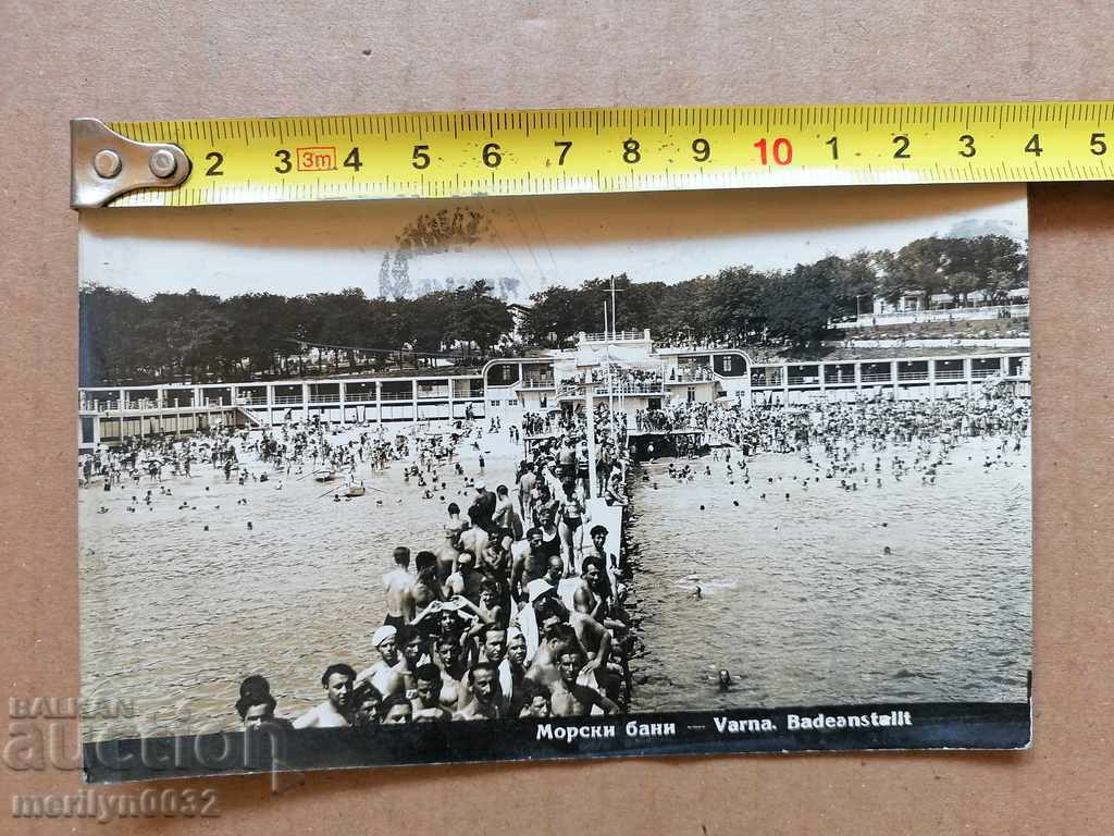 Postcard photo city of Varna sea baths 1933 - 7