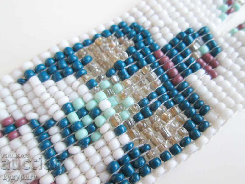 Colier vechi de bijuterii cu margele mărgele de sticlă lucrate manual - 6