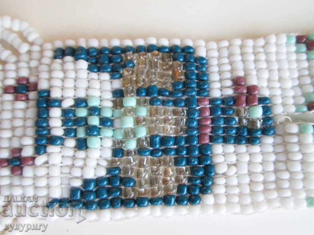 Colier vechi de bijuterii cu margele mărgele de sticlă lucrate manual - 7