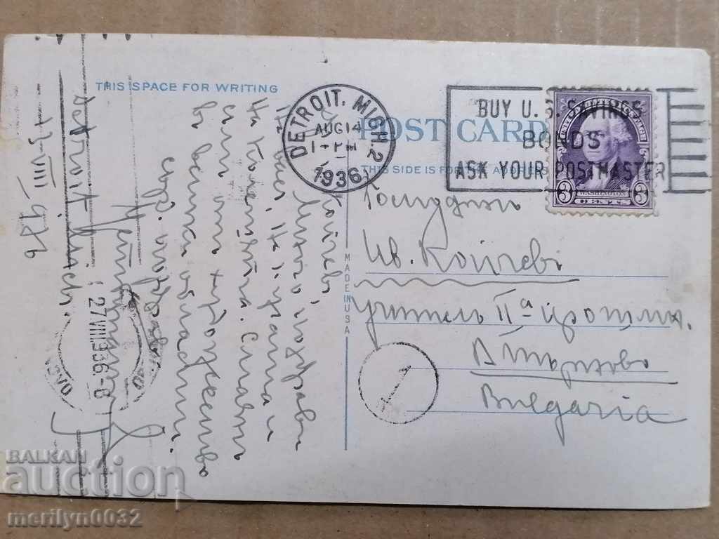 Delivery of Postcard photo city Detroit USA 1936 Delivery of Postcard photo city Detroit USA 1936