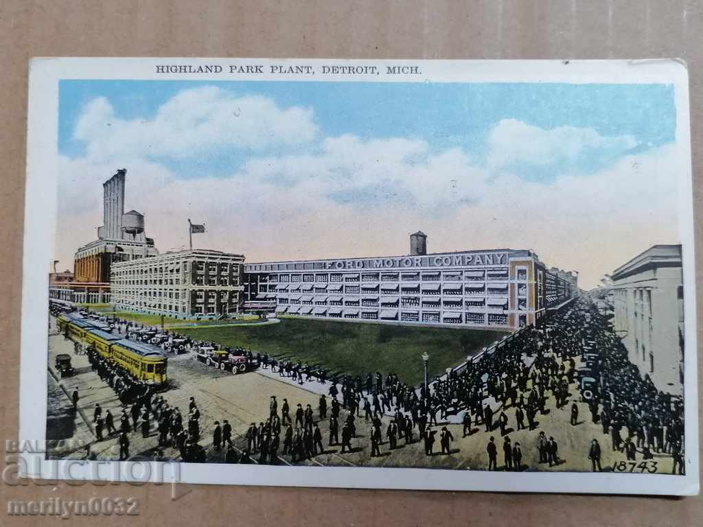 Postcard photo city Detroit USA 1936