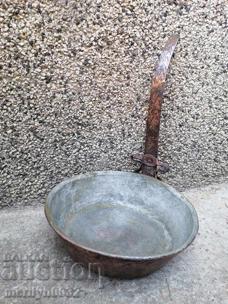 Стар меден тиган, бакър, тава, меден съд Стар меден тиган, бакър, тава, меден съд