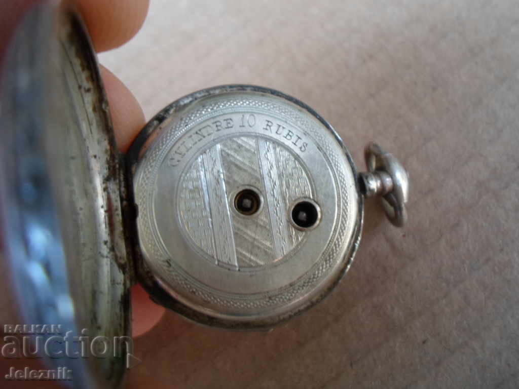ceas de buzunar antic elvețian argintiu pentru damă - de restaurat - 6