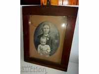 BEGINNING OF THE 20TH CENTURY LARGE PHOTO FRAME MOTHER WITH CHILD PHOTOGRAPHY