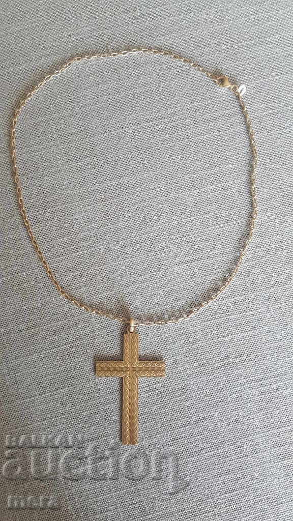 Large silver cross with chain