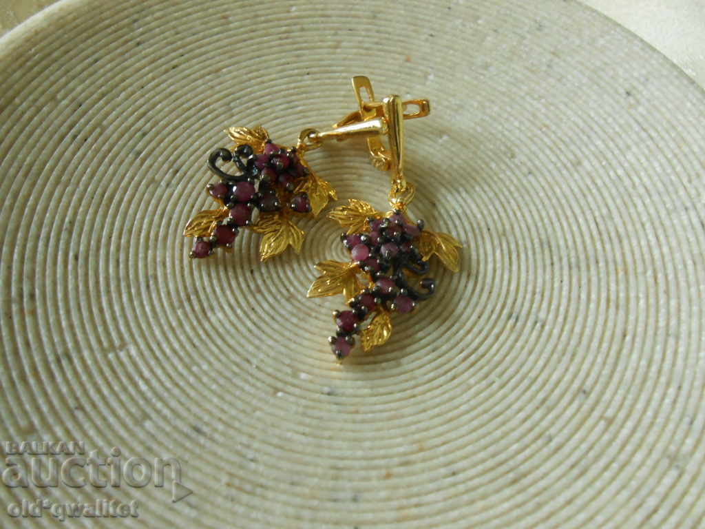 Earrings, 925 Silver with Gold Plating and Ruby Rubies with price 250.00 BGN | € 127.82 Earrings, 925 Silver with Gold Plating and Ruby Rubies with price 250.00 BGN | € 127.82
