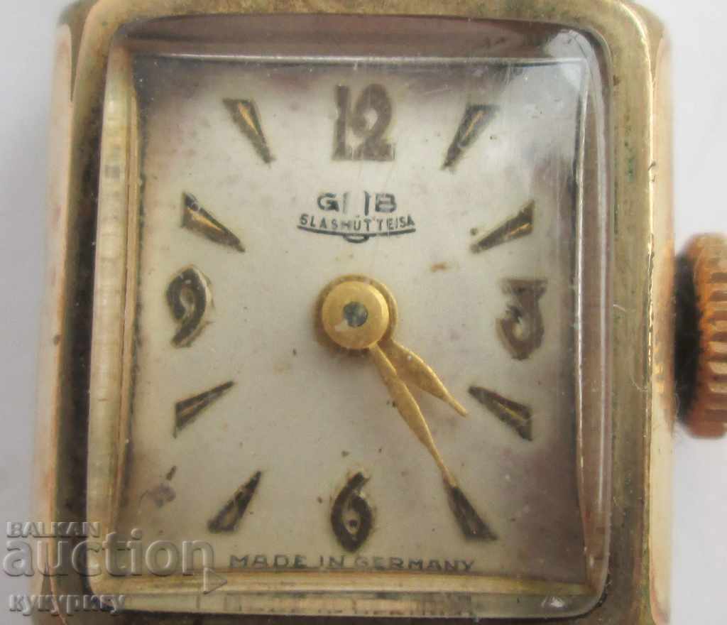 Old women's wrist gold watch Glashutte / SA - 7 Old women's wrist gold watch Glashutte / SA - 7